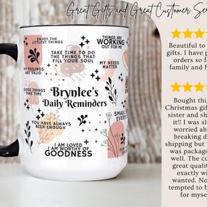 Personalized Daily Affirmations Coffee Mug, Custom Daily Reminders Cup, Best Friend Gift, Mental Health Awareness Gift, Customized Mug zdjęcie 2