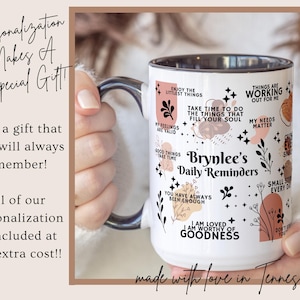 Personalized Daily Affirmations Coffee Mug, Custom Daily Reminders Cup, Best Friend Gift, Mental Health Awareness Gift, Customized Mug zdjęcie 8