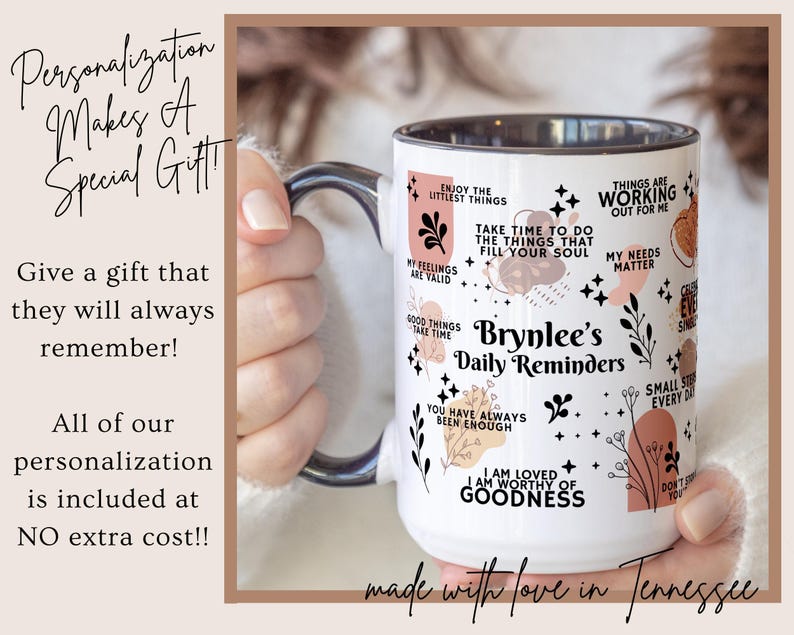Personalized Daily Affirmations Coffee Mug, Custom Daily Reminders Cup, Best Friend Gift, Mental Health Awareness Gift, Customized Mug zdjęcie 8