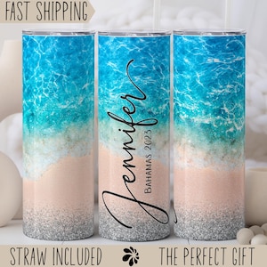 Personalized Beach Vacation Tumbler - Custom Girls Trip Travel Mug, Family Vacation Tumbler, Cruise Family Vacation Cup, Christmas Vacation
