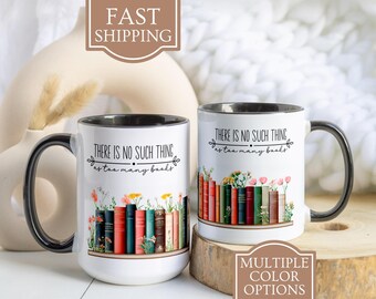Personalized Book Lover Mug, Custom Floral Books Mug, Book Lover Gift For Bookworm Mug For Friend Birthday Gift For Librarian Mug Bookish