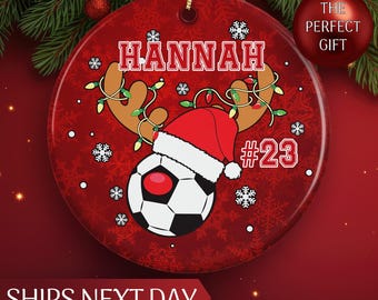 Custom Soccer Ornament, Personalized Christmas Ornament for Soccer Player Gift, Sports Ornament, Soccer Ball Ornament for Soccer Coach Gift
