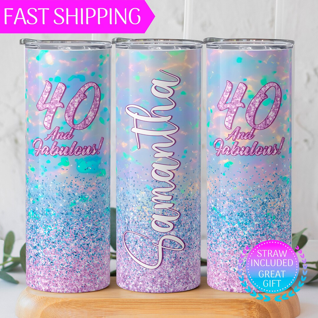 40 and Fabulous Birthday Tumbler With Straw, 40th Birthday Gifts for ...