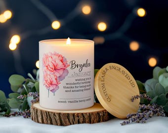 Personalized Birthflower Candle, Custom Birthday Candle, Birthday Gift for Her, Personalised Birth Flower Gift for Friend, Best Friend Gift