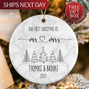 First Christmas Married Ornament, Personalized Mr and Mrs Christmas Ornament For First Christmas Married Gifts, Newlywed Christmas Ornament