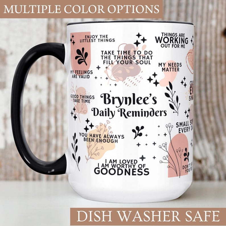 Personalized Daily Affirmations Coffee Mug, Custom Daily Reminders Cup, Best Friend Gift, Mental Health Awareness Gift, Customized Mug zdjęcie 4