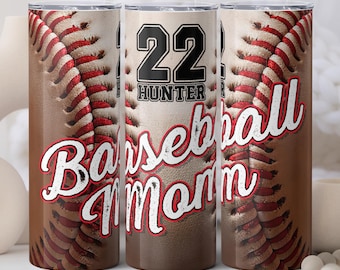 Personalized Baseball Mom Tumbler, Custom Baseball Tumbler Gift for Baseball Mom, Little League Mom Tumbler With Straw