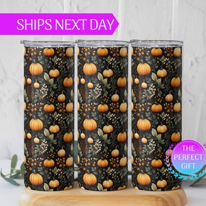 Cute Fall Themed Tumbler With Pumpkins For Her, Fall Pumpkin Tumbler Gift For Fall Coffee Lover, Autumn Tumbler Fall Inspired Gift for Her