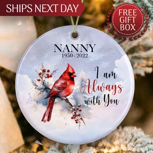 Personalized Cardinal Ornament, Custom Cardinal Memorial Ornament, Red Cardinal Christmas Ornament, Remembrance Ornament for Sympathy Gift