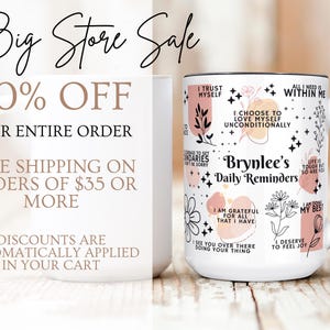 Personalized Daily Affirmations Coffee Mug, Custom Daily Reminders Cup, Best Friend Gift, Mental Health Awareness Gift, Customized Mug zdjęcie 10