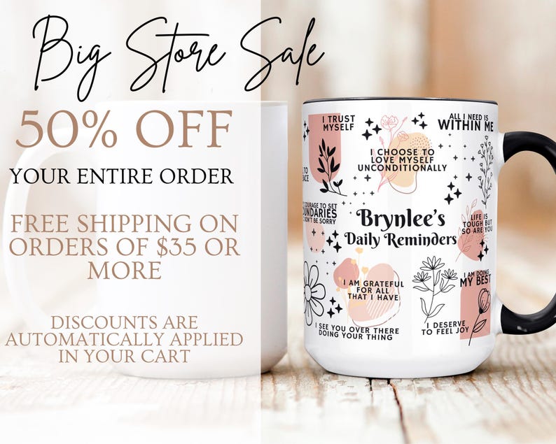 Personalized Daily Affirmations Coffee Mug, Custom Daily Reminders Cup, Best Friend Gift, Mental Health Awareness Gift, Customized Mug zdjęcie 10