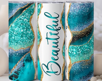 Personalized Agate Marble Tumbler with Name, Custom Marble Name Tumbler with Lid and Straw,  Bridesmaid Tumbler with Straw, Bridesmaid Gift