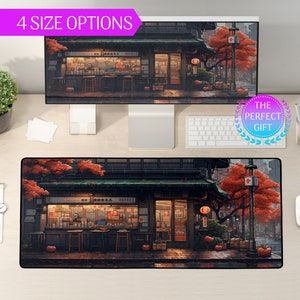 Lofi Tokyo Desk Mat, Neoprene Gaming Mat, Japanese Mouse Pad, Japanese Mousepad, Vaporwave Mousepad, Anime Desk Mat, Anime Mousepad