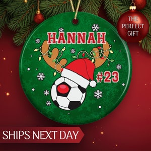 Custom Soccer Ornament, Personalized Christmas Ornament for Soccer Player Gift, Sports Ornament, Soccer Ball Ornament for Soccer Coach Gift