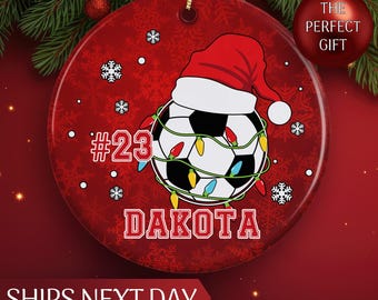 Custom Soccer Ornament, Personalized Christmas Ornament for Soccer Player Gift, Sports Ornament, Soccer Ball Ornament for Soccer Coach Gift
