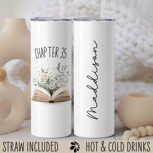 Personalized Chapter 35 Tumbler, 35th Birthday Gift, Wildflower Cup, Custom 35th Birthday Travel Mug, Book Lover Birthday Gift, B-Day Gifts