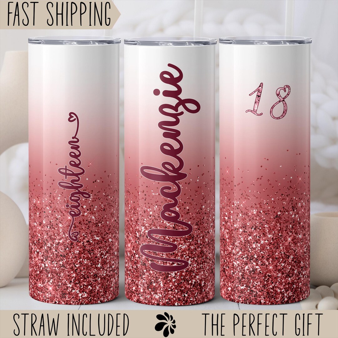 18th Birthday Tumbler With Straw, 18th Birthday Gift for Girls, 18th ...