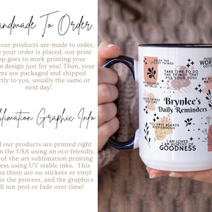 Personalized Daily Affirmations Coffee Mug, Custom Daily Reminders Cup, Best Friend Gift, Mental Health Awareness Gift, Customized Mug zdjęcie 9