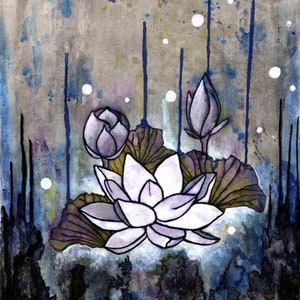 The Lotus Swamp Nihonga and Watercolor Print
