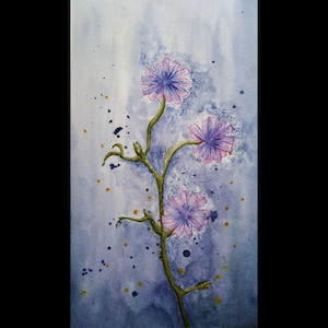Chicory Flowers Nihonga and Watercolor Print