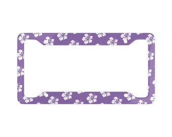 Purple Hibiscus Hawaiian License Plate Frame