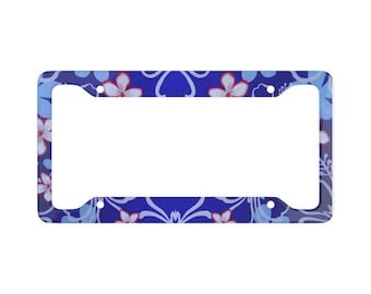 Floral Car License Plate Frame: Blue Flower Accessories