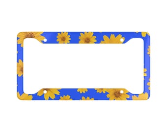 Sunflower License Plate Frame: Universal Stainless Steel Car Decor