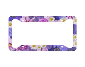 Floral License Plate Frame: Stainless Steel Car Decor