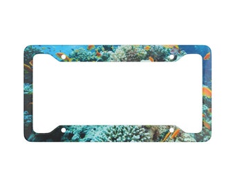 Coral Reef License Plate Frame: Beach Island Fish Design