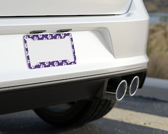 Purple Hibiscus Hawaiian Aluminum License Plate Frame