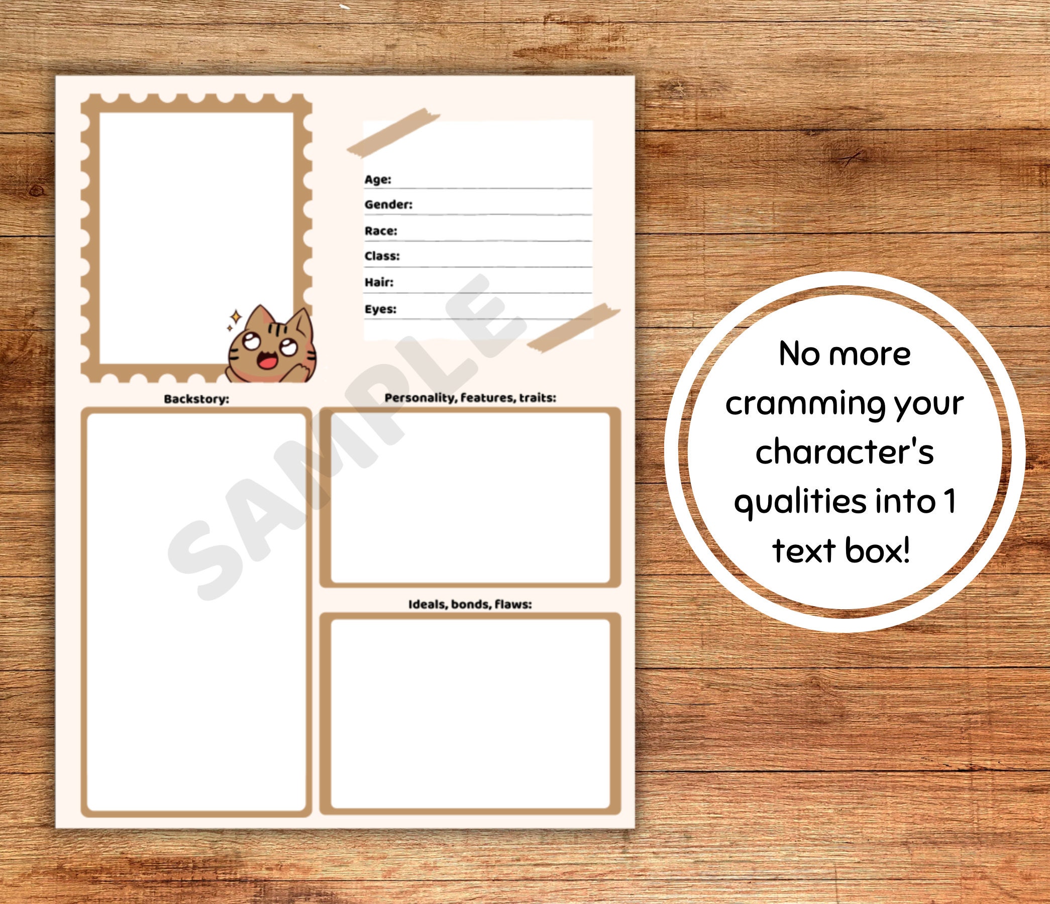 Dnd Character Sheet Digital or Printable Tabby Cat Theme 5e With Spells ...