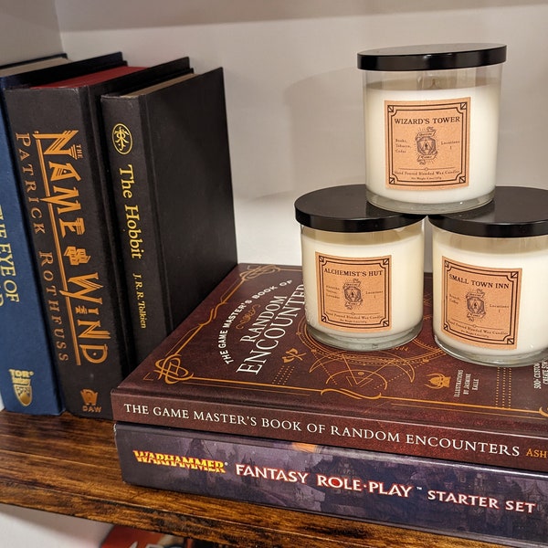 Fantasy Inspired Candles | Book Lovers | Geek Gift | RPG | Dungeons & Dragons | Wizard | Alchemist | Role-Playing Games | Dice | Quest