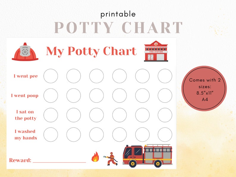 Potty Training Chart Boys Potty Charts Potty Chart Printable - Etsy