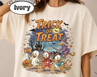Huey Dewey Louie Duck Witch Hazel Trick Or Treat Shirt, Duck Tales Disney Halloween Tshirt, Trick Or Treat, Disney Family Halloween Trip