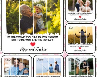 Personalized Dad Frame, Pawpaw/GrandpaPhotos with Kids Png, Father's Day, To the world Daddy Photo Collage, Best Dad Photo,Father's day png