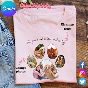 Cornice personalizzata con foto di mamma cane PNG, Festa della mamma PNG, Aggiungi le tue foto, Tutto ciò di cui hai bisogno è amore e cane PNG, Disegnato a mano, Mamma con foto a sublimazione