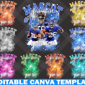 Voetbalmascotteshirt bewerkbare canvassjabloon, aangepaste Homecomig en schoolontwerp, fotocollageshirt, jaren 90 T-shirt png, dtf, sublimatie afbeelding 1