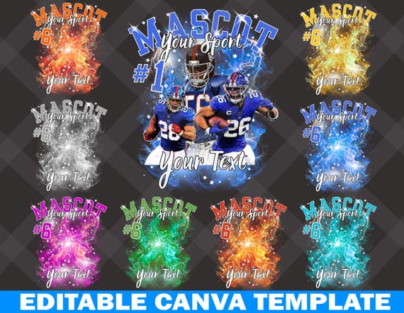 Football Mascot Shirt Editable Canva Template, Custom Homecomig and School Design, Photo Collage Shirt, 90s T Shirt PNG, DTF, Sublimation