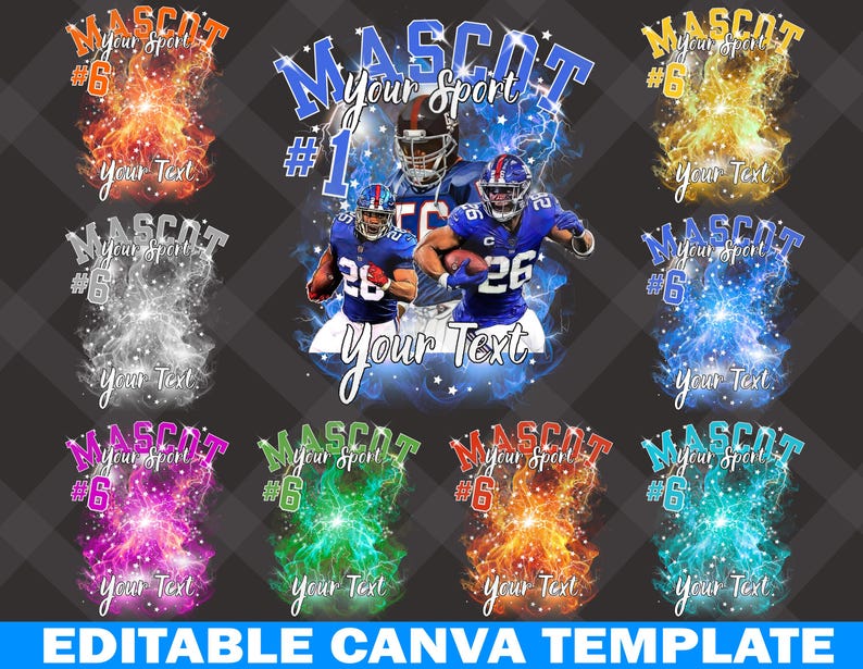 Voetbalmascotteshirt bewerkbare canvassjabloon, aangepaste Homecomig en schoolontwerp, fotocollageshirt, jaren 90 T-shirt png, dtf, sublimatie afbeelding 1