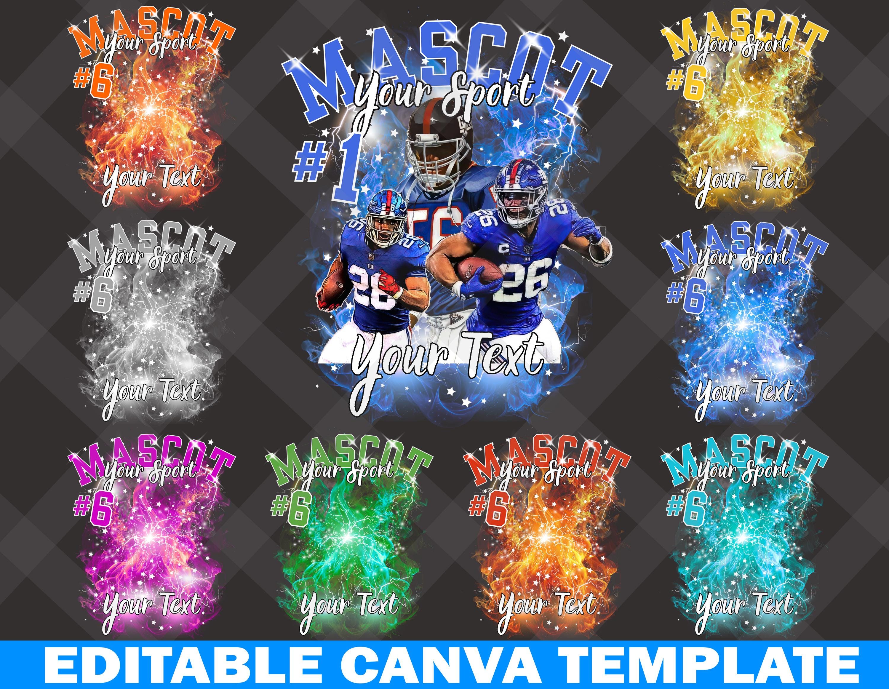 Football Mascot Shirt Editable Canva Template, Custom Homecomig and School Design, Photo Collage Shirt, 90s T Shirt PNG, DTF, Sublimation