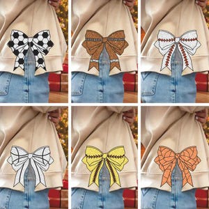 Bundle Sport Side Bow Applique Side Bow Machine Embroidery Designs Wide Ribbon Sports Girly Bow From 4 To 9 Inches Sweatshirt Seam Side Bow