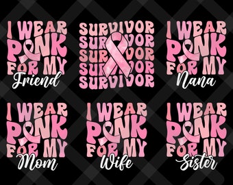 Breast Cancer PNG Bundle, Cancer PNG, Cancer Awareness, Pink Ribbon, Breast Cancer, Fight Cancer Quote PNG, Matching Family