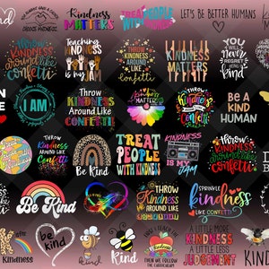 45+ Designs Kindness PNG Bundle, Kindness Groovy Png, Be Kind Png, World Kindness Day Bundle, Mental Health Png, Positive Quotes Png