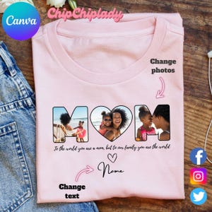 Plantilla personalizada de Canva para el Día de la Madre, regalo personalizado para mamá, foto de mamá personalizada (PNG), nombre de niño personalizado con foto, regalo para mamá (PNG)
