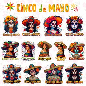 12+ Designs Cinco De Mayo Mexican Fiesta 5 De Mayo Girls Women Digital PNG