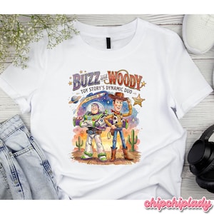 Disney Pixar Buzz och Woody T-shirt, Space Ranger och Cowboy Duo-tröja, Toy Story-filmkaraktärer T-shirt, Disney Toy Story Äventyr T-shirt bild 5