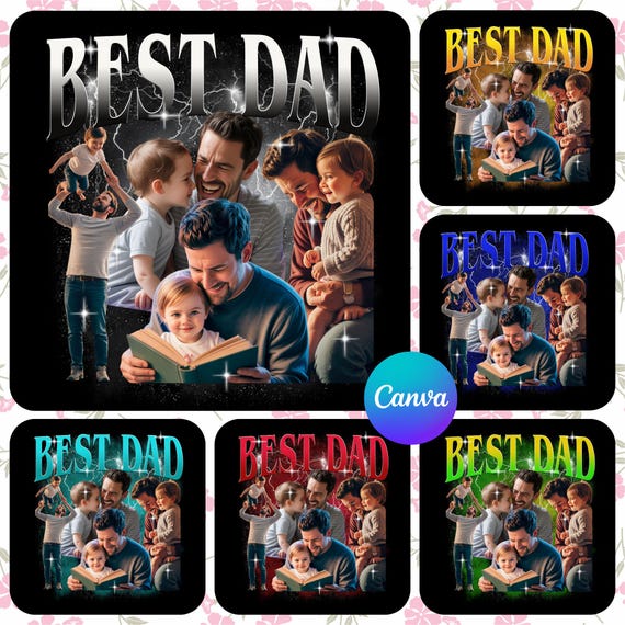 Best Dad Canva Editable Template, Father's Day Bootleg Rap Tee, Dad Bootleg Shirt Designs, 90s Tshirt Custom Bootleg Canva Template