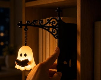 Personalized Book Tavern Lamp, Custom Bookshelf Light, Halloween Library Light, Wrought Iron Scroll Shelf Lamp, Book Nook Decor