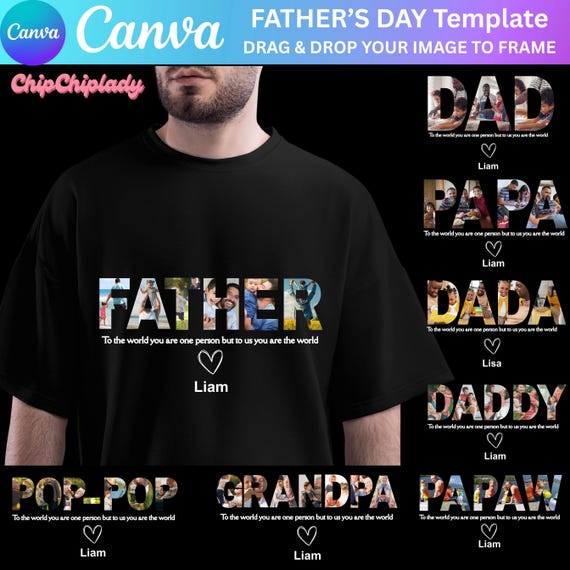 8+ Custom Father’s Day Canva Template Bundle Png, Personalized Gift For Dad Png, Custom Dad And Kids Photo Png, Bible Verses Png