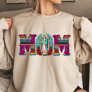 Diseño de mamá mexicana en formato PNG con Virgen de Guadalupe, diseño para el día de la madre, herencia mexicana en formato PNG, mamá de cultura latina en formato PNG
